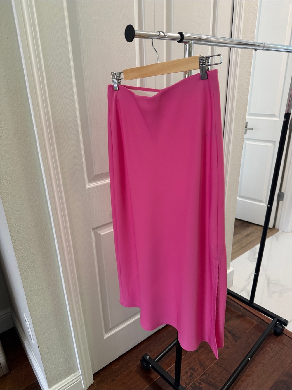 a new day Hot Pink Midi Skirt